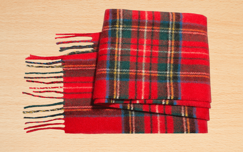 An image of a plaid scarf.