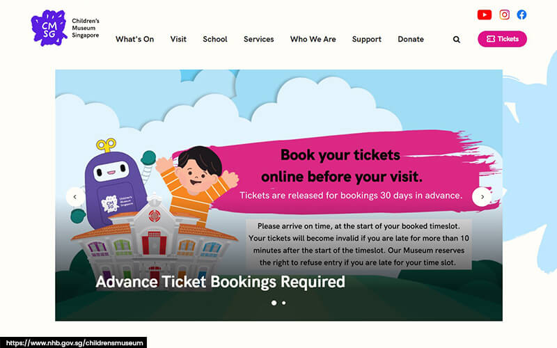 Screenshot of the Children’s Museum Singapore's ‘about us’ page