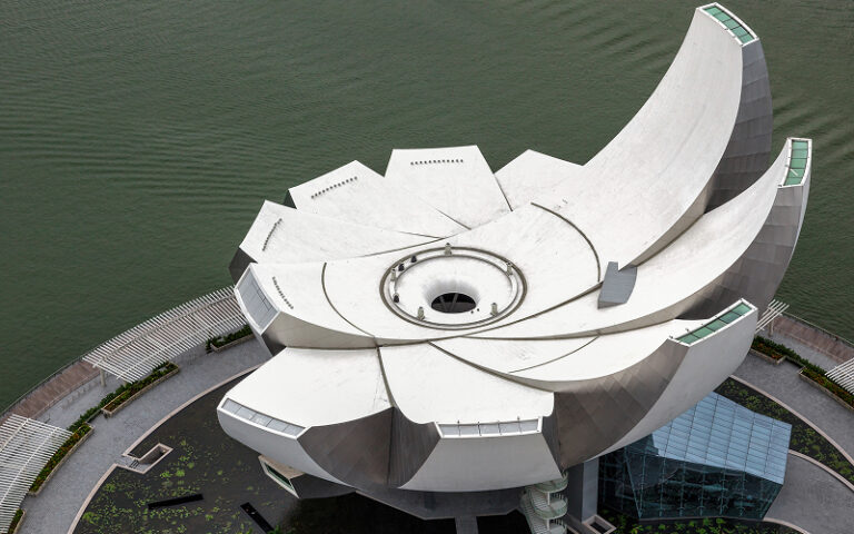 How to Get the Most Out of Your Visit to the ArtScience Museum at Marina Bay Sands Aerial view of ArtScience Museum at Marina Bay Sands