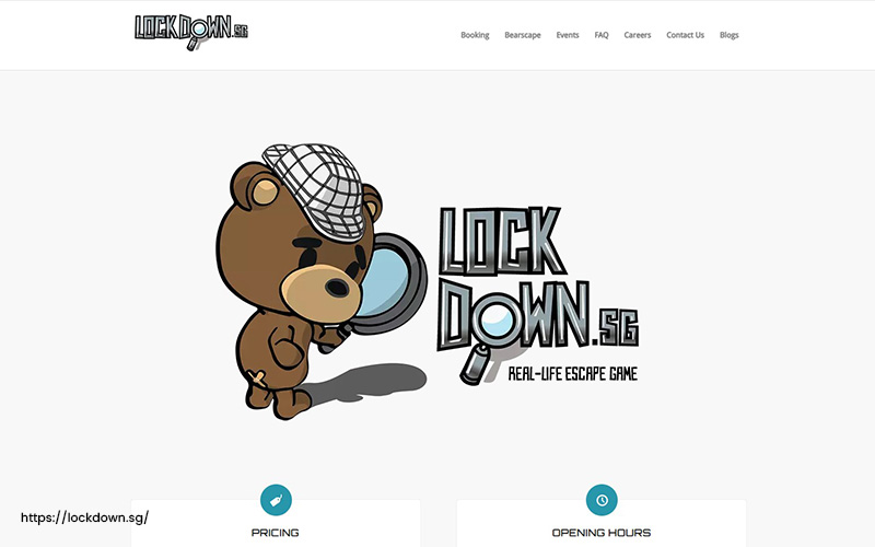 A screenshot of the website of Lockdown Escape