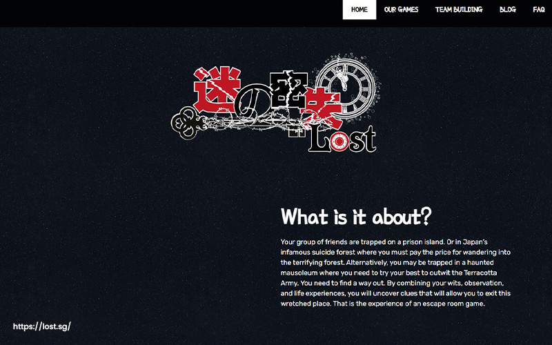 A screenshot of the website of Lost SG