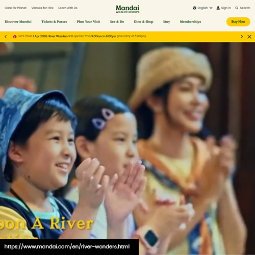 Small image of the River Wonders page of the Mandai site