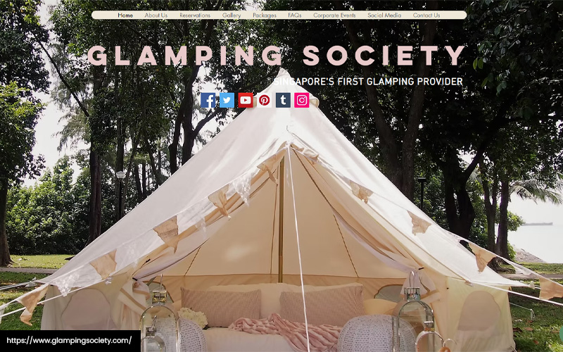 the homepage of Glamping Society’s website